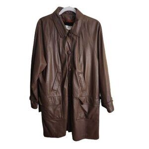 Vintage 70s Deerskin Brown Leather Zip Out Faux Fur Lined Jacket Size 18